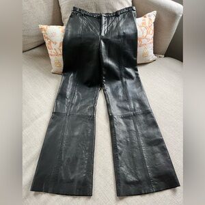 Vintage Y2K Banana Republic 100% Black Leather Flare Pants. Women's Size: 2.